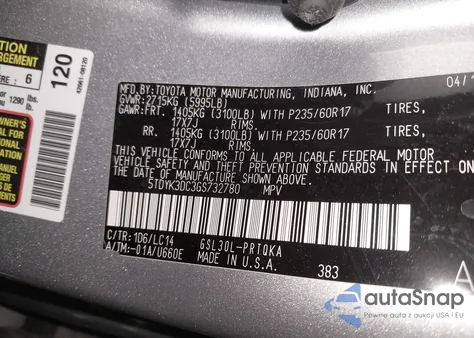 2016 Toyota Sienna Xle 8 Passenger from USA, damaged, VIN 5TDYK3DC3GS732780